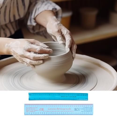 2pcs Ceramic Shrinkage Scale Ruler, Professional Ceramic & Pottery Clay Measuring Rulers with Standard Ruler for Artists & DIY Modeling Carving Shaping Tools Supplies