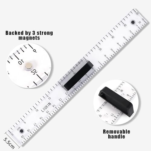 Magnetic Geometry Tool, Protractor, Triangle Rulers Easy Attachment Blackboard Measurement Kit, Teacher Board Protractor Multi-Purpose Kit Large (Transparent-3pc) - style: Transparent-3pc