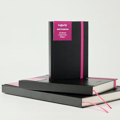 CuppaClip Sketch Book Hardcover Drawing Pad 300GSM Acid-Free Paper Spiral Bound Sketchbook 50 Sheets/100 Pages Art Supplies (Hardcover, 4x5.9in) - color: Hardcover, size: 4x5.9in
