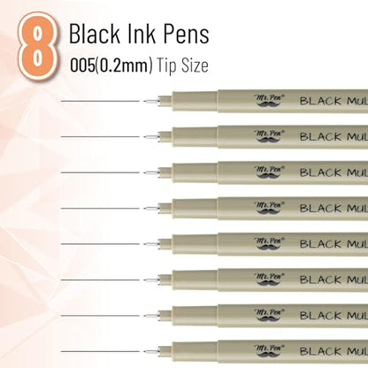 Mr. Pen- 0.2mm Micro Fine Point Pens, 8 Pack, Black Ink, Waterproof | Acid-Free, No-Smear Quick-Dry Fineliner Pens for Drawing, Sketching, Bible Journaling, Outlines & Everyday Writing - color: Black, size: 0.2mm, 8 Pack