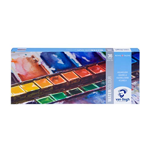Van Gogh Watercolor Paint Set, Metal Tin, 36-Half Pan | Professional-Grade Watercolor Paint with High Lightfastness, Intense Colors with Uniform Viscosity - color: 36 General (Metal Tin), style: Half Pan