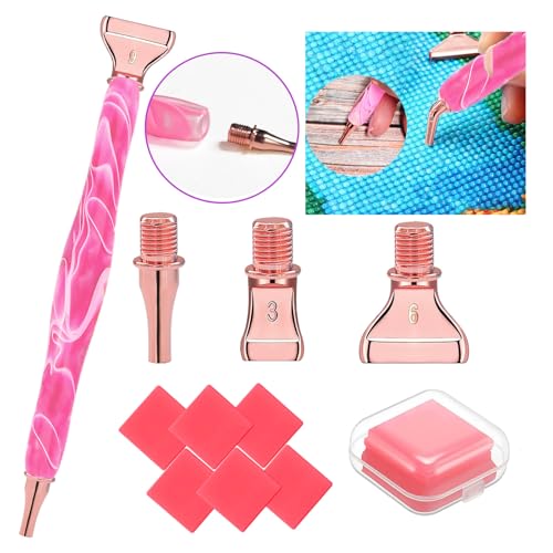 Diamond Art Tools Diamond Painting Accessories Kits with Screw Metal Tip Diamond Painting Pen Drill Bead Dot Pens for Art Craft Nail No Longer Loose (Pink Pen Rose Gold 3) - color: Pink pen Rose gold 3