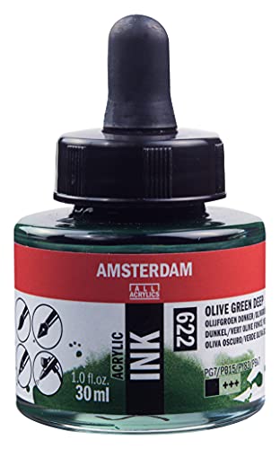 Amsterdam Acrylic Ink Bottle 30 ml Olive Green deep 622 (17206220) - color: Olive Green Deep, size: 1 fl oz