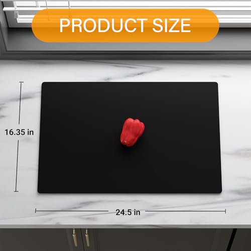 2-Pack Extra Thick Silicone Counter Mats - 24”x16” Large Heat Resistant Kitchen Countertop Protector, Non-Slip Hot Pad Trivet for Air Fryer, Hot Pots & Pans, Coffee Maker (Black) - color: Black