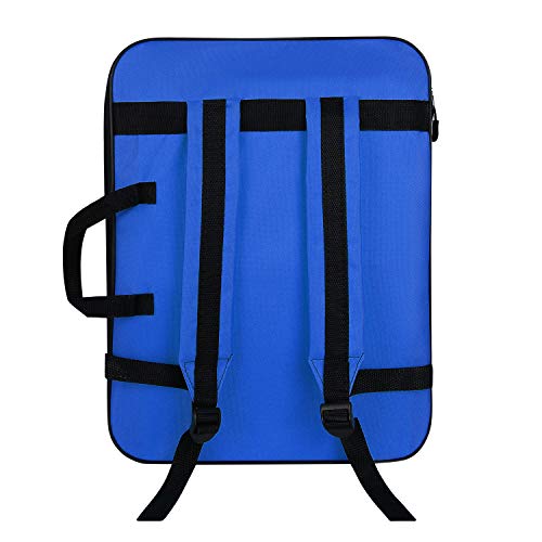 haozaikeji A3 Artist Portfolio Carry Case Bag Portable Waterproof Canvas Shoulder Bag Painting Pad Backpack for Sketching Painting Art Supplies with Shoulder Straps & Carry Handle - color: Dark Blue