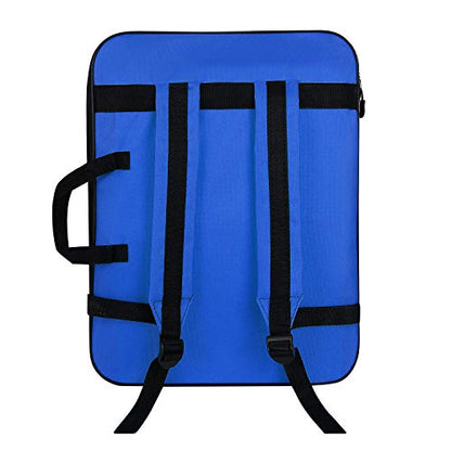 haozaikeji A3 Artist Portfolio Carry Case Bag Portable Waterproof Canvas Shoulder Bag Painting Pad Backpack for Sketching Painting Art Supplies with Shoulder Straps & Carry Handle - color: Dark Blue