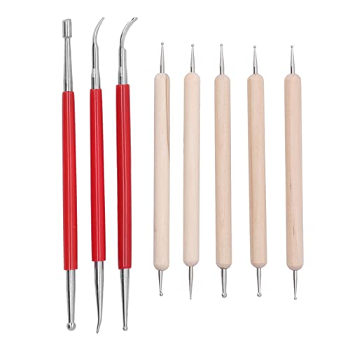 Double End Tracing Dotting Stylus, Small Portable Engraving Stylus Set with Stainless Steel Tips for Modeling Carving Smoothing Clay Ceramic Sculpture DIY Crafts