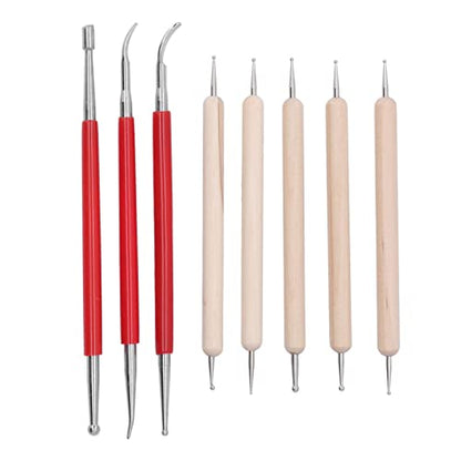 Double End Tracing Dotting Stylus, Small Portable Engraving Stylus Set with Stainless Steel Tips for Modeling Carving Smoothing Clay Ceramic Sculpture DIY Crafts