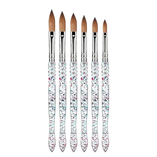 Acrylic Nail Brush Set, 6PCS Professional Nail Art Brushes for Acrylic Powder Application & 3D Nail Carving, Premium Nail Brushes Kit for DIY Home Salon Tools - color: 6PCS Acrylic Brushes