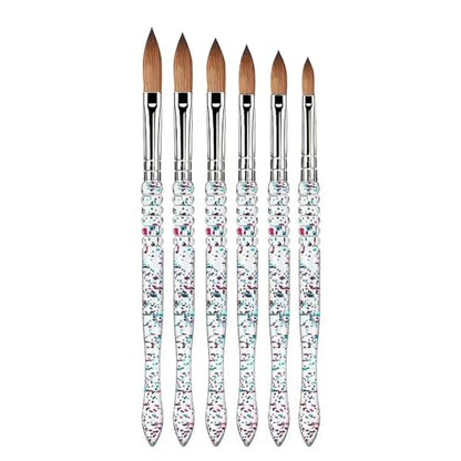 Acrylic Nail Brush Set, 6PCS Professional Nail Art Brushes for Acrylic Powder Application & 3D Nail Carving, Premium Nail Brushes Kit for DIY Home Salon Tools - color: 6PCS Acrylic Brushes