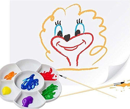 2pcs Paint Pallet, 6.5" Plastic Paint Tray Reusable Flower Paint Palette for Kids Acrylic Watercolor Oil Painting Color Mixing DIY Art Craft, Easy to Wash - color: 2pcs