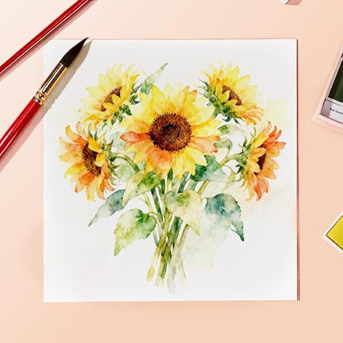 Arrtx Watercolor Sketchbook, Square 7.1 x 7.1 Inch 100% Cotton Cold Press, 300gsm/140lb, Acid-Free, Double-Sided Textured Surface, 24 Sheets for Painting, Sketching & Mixed Media - size: 7.1 x 7.1 inch