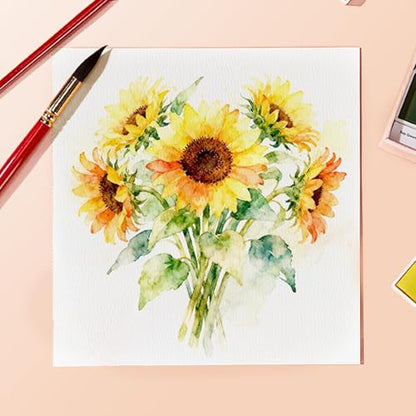 Arrtx Watercolor Sketchbook, Square 7.1 x 7.1 Inch 100% Cotton Cold Press, 300gsm/140lb, Acid-Free, Double-Sided Textured Surface, 24 Sheets for Painting, Sketching & Mixed Media - size: 7.1 x 7.1 inch