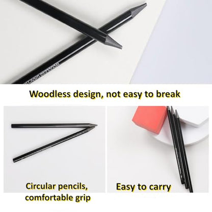 6Pcs Sketch Charcoal Pencils for Drawing Graphite Pencils Woodless Drawing Pencils for Sketching Shading Blending Artist Pencils for Beginners Artists Included HB 2B 4B 6B 8B EE