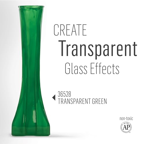 FolkArt Murano Transparent Acrylic Glass Paint, Green, Perfect for Indoor and Outdoor Arts and Crafts Projects, 2 fl oz, 36528 - color: Transparent Green, style: Transparent