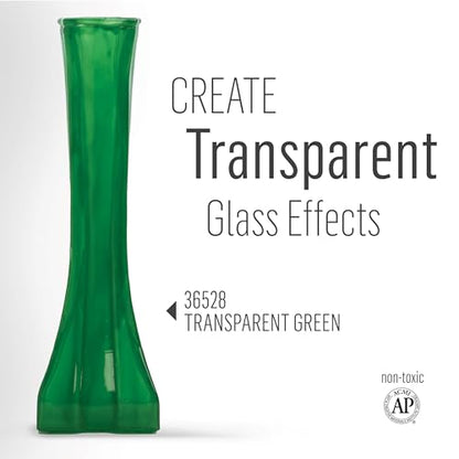 FolkArt Murano Transparent Acrylic Glass Paint, Green, Perfect for Indoor and Outdoor Arts and Crafts Projects, 2 fl oz, 36528 - color: Transparent Green, style: Transparent