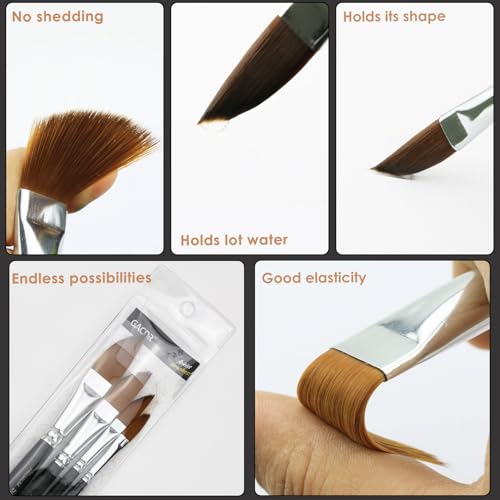 GACDR Dagger Striper Brush Set - 4 PCS Premium Watercolor Pinstriping Brushes Set with Korean Nylon Hair for Detail, Fine Lines, Acrylic, Ink, Gouache