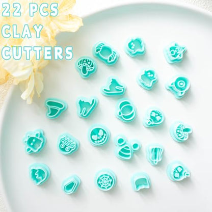 Tainsky Halloween Polymer Clay Cutters, 22 Shapes Halloween Studs Clay Earrings Cutters (Studs) - color: Studs-A