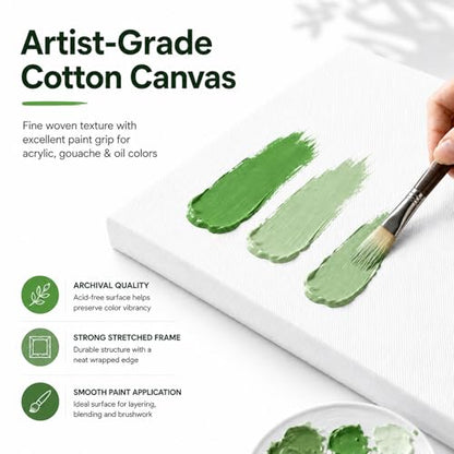 Inburit Stretched Canvas for Painting, 4 Pack - 9x12, 8x10, 6x8, 4x6, 100% Cotton Pre-Primed, Art Blank Canvases Set for Oil, Acrylic & Pouring - size: 4PCS+(4sizex1)