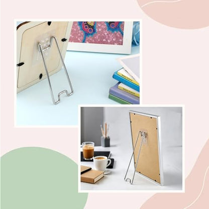 6 Pcs 3 Sizes Adjustable Stainless Steel Picture Frame Easel Backs,Self Adhesive Photo Frame Stands for Frames,Picture Frame Backing Board for 6-18 Inch,Fits Photos Paintings Display(Silver) - size: 6PCS Silver 3 Sizes