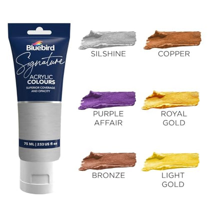 BLUEBIRD Signature Metallic Acrylic Paint Set, Pearlescent Colors, 6-Pack 2.5 Fl Oz each, Professional Acrylic Paints For Professionals, Adults, & Artists - color: Pearlescent