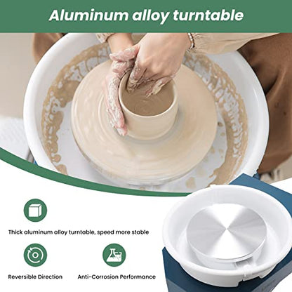 Huanyu Pottery Wheel Ceramic Machine 25 cm with Foot Pedal & LCD Screen, Electric Pottery Machine with Detachable Basin Art Clay DIY Sculpting Tool Kit