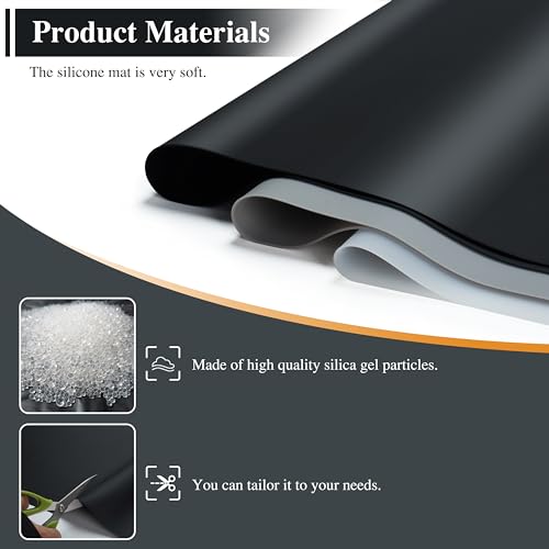 Large Silicone Craft Mats, YACEYACE 2Pcs 24"x 16" Large Silicone Table Mat, Black Mat for Jewelry,Heat Resistant, Kitchen Counter - color: Black, size: 24"x 16"