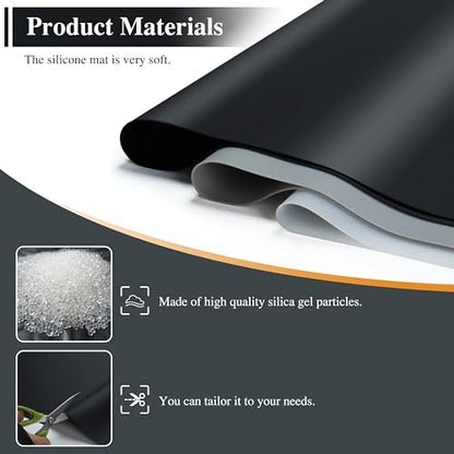 Large Silicone Craft Mats, YACEYACE 2Pcs 24"x 16" Large Silicone Table Mat, Black Mat for Jewelry,Heat Resistant, Kitchen Counter - color: Black, size: 24"x 16"
