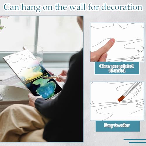 Ctosree 12 Sets Pre Drawn Canvas Kit for Painting Adults Sip and Paint Kit Art Pre Printed Canvas Bulk for Adult Date Night, Art Party & Holiday Gift(Natural Scenery,8 x 10 in) - size: 8 x 10 in, style: Natural Scenery