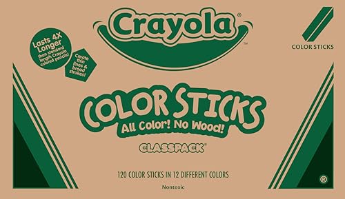 Crayola Color Sticks (120ct), 12 Colors, Teacher Supplies for Classrooms, Woodless Colored Pencils Bulk Classpack, Coloring Pencils for Kids - style: Woodless