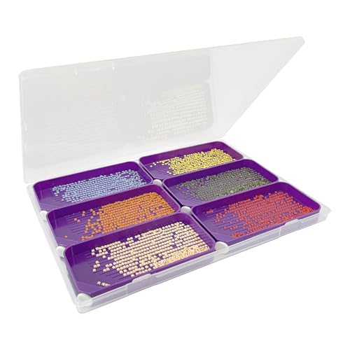 Diamond Painting Trays with Lids, 6 Pack Diamond Painting Trays with Storage Containers, 2-in-1 Diamond Art Storage and Diamond Art Trays, Bead Storage & Line-Up, Diamond Painting Tools for Adults - color: Purple
