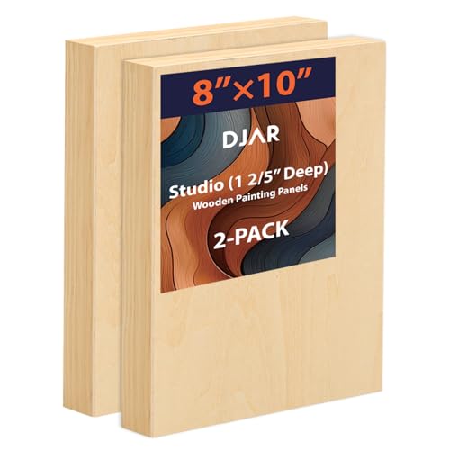 DJAR Wood Canvas Panels 8" x10'', 2 Pack – Ideal for Paint Pouring, Acrylic, Oil Painting, and Art Crafts - size: 8"*10"-2Pcs