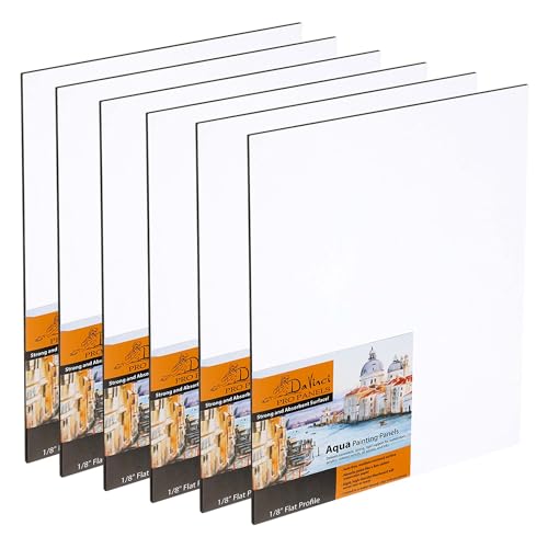 Jerry's Artarama Da Vinci Aqua Pro Panels - 11x14-6-Pack - 1/8" Thick Rigid Watercolor Board with Acid-Free Surface, Clay-Infused Gesso, Ideal Watercolor Boards for Painting Mixed Media - size: 11x14" - 6 Pack