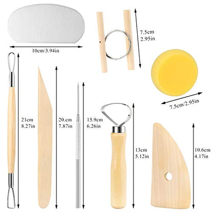 8 Pieces Pottery Tools, Clay Tools, Cay Sculpting Tool for Beginner Level Pottery and Smoothing, Cleaning, Carving, Shaping and Sculpting - color: Wood Color