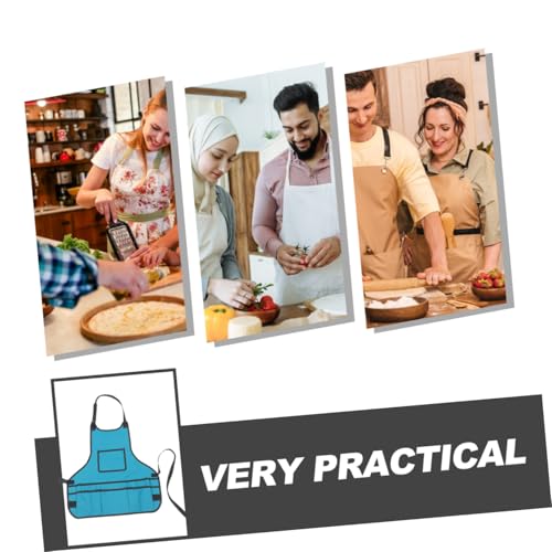 Gardening Apron with Back Multi-pocket Tool Storage Sleeveless Work Apron for Men and Women Sky-blue Suitable for Gardeners Artists and Architects