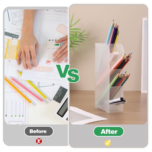 uxcell 2PCS Marker Organizer, 5 Slots Marker Holder Organizer PVC Plastic Marker Storage Holder Marker Storage Rack Crayon Pen Holder for Store Paint Brushes, Pens, Pencils (Matte White)