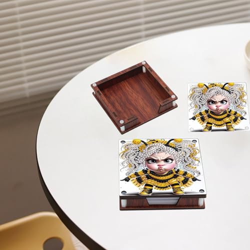 JISHSHAY 2 PCS Diamond Art Note Box Fairy Diamond Painting Note Pad Holder Elf Gem Painting Bee Gem Art Memo Boxes Mosaic Kits for Adults Embroidery Kit Memo Pad Holder, Contains 120 Sheets of Paper - color: Elf 3