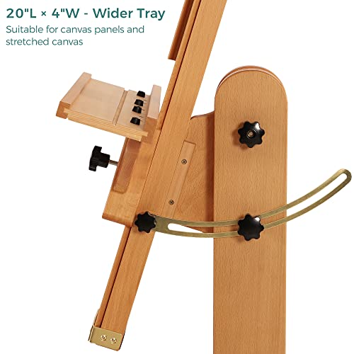 VISWIN Studio Heavy-Duty Easel, Holds Canvas Up to 71", Tilts Flat & Movable, Adjustable Solid Beech Wood Large Easel Stand for Painting, TV & Display, Floor Art Easel for Adults, Artists - Natural - color: Natural