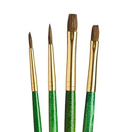 Princeton RealValue Brush Set, Camel, Green Handle, 4 Piece, 1 Count - style: Set-9110
