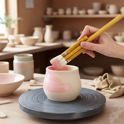 20 Pack Pottery Glaze Brushes, Wool Ceramic Brushes with Wood Handle, Soft Watercolor Goat Hair Blend Mop Brush Set for Acrylic Painting, Watercolor Oil Art Painting