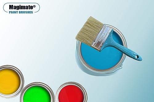 Magimate Stain Brush Set 1-inch 2-inch 3-inch and 4-inch Assortment, Bristle Paint Brush, Natural Bristle Blended with Synthetic, Chip Paint Brush Variety Staining Brushes Pack of Four