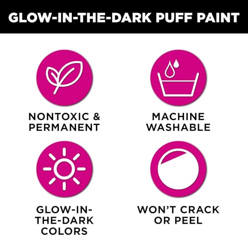 Tulip Puff Paint Glow in the Dark Colors 10-pack, Multi-Surface, Premium Quality, Nontoxic & Waterproof Craft Paint, Permanent on Fabric, 10-pack - color: Glow