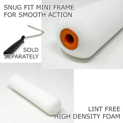 Allgala Foam Paint Roller, 144 Pack 4 inch Shedless High Density Foam Mini Paint Roller Cover for Trim Wall Funiture Doors Cabinets, Cupboards - size: 4" Foam (Pack of 144)
