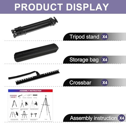 AROIC 4 Pack Painting Display Easel Stand Portable Adjustable Metal Tripod Artist Canvases Height from20to66Inch Extra Sturdy forTable-Top/Floor Painting, Drawingand Displaying,Black with4Storage Bag - style: 4P