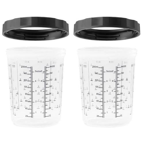 LAUCO 2 Pack Paint Spray Gun Hard Cup Set, 600ML (20 Oz) Reusable Mixing Cups with Retainer Rings, Compatible with Disposable Paint Cup Liner and Lid Systems for Automotive Paint, Primer, Clear Coat - size: 2Pack-600ML