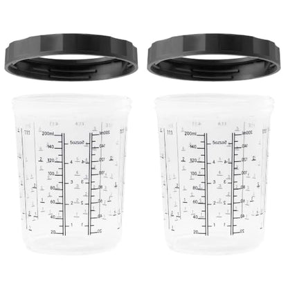 LAUCO 2 Pack Paint Spray Gun Hard Cup Set, 600ML (20 Oz) Reusable Mixing Cups with Retainer Rings, Compatible with Disposable Paint Cup Liner and Lid Systems for Automotive Paint, Primer, Clear Coat - size: 2Pack-600ML