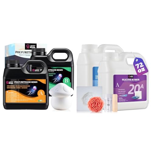 Polyurethane Resin & Silicone Mold Making Kit 72oz, 20A Non-Toxic Platinum Silicone Rubber for Mold Maker