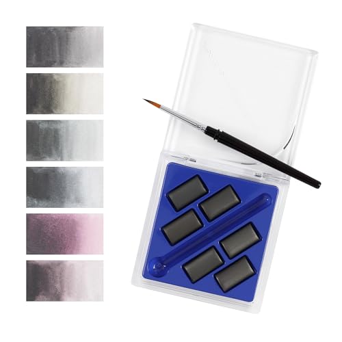 Creative Inspirations Professional Watercolor Paint Set - Compact Graphite Half Pan Travel Set of 6 with Mini Brush - Highly Concentrated Monochrome Watercolor Paint for Artists of All Skill Levels - color: Graphite, size: 6 Count (Pack of 1)