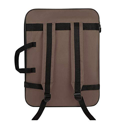 haozaikeji A3 Artist Portfolio Carry Case Bag Portable Waterproof Canvas Shoulder Bag Painting Pad Backpack for Sketching Painting Art Supplies with Shoulder Straps & Carry Handle - color: Brown