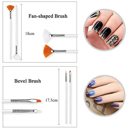 20pcs Nail Art Design Tools, 15pcs Painting Brushes Set with 5pcs Dotting Pens, WHITE … - color: White Brushes with Dotting Pens